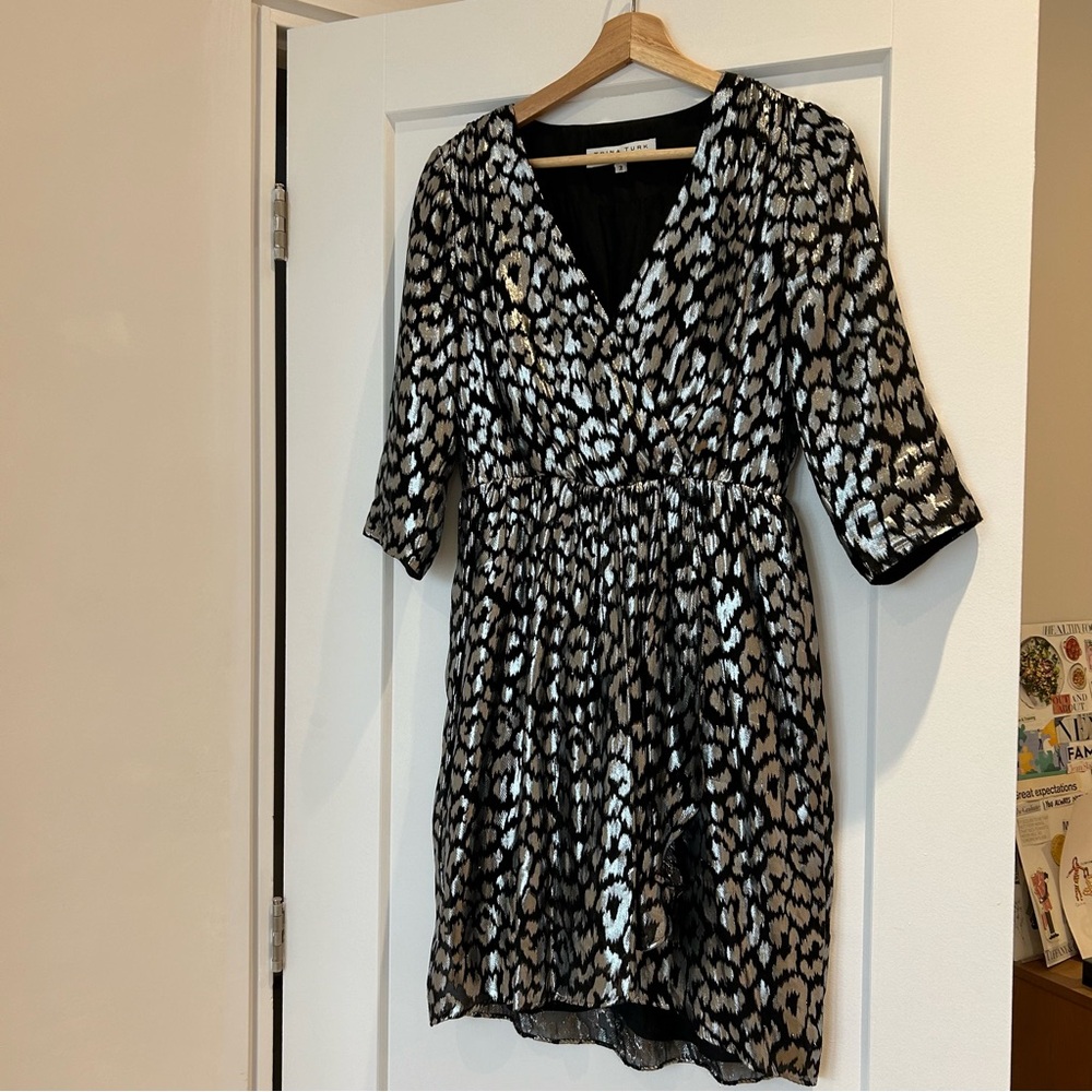 TRINA TURK black and silver lured dress